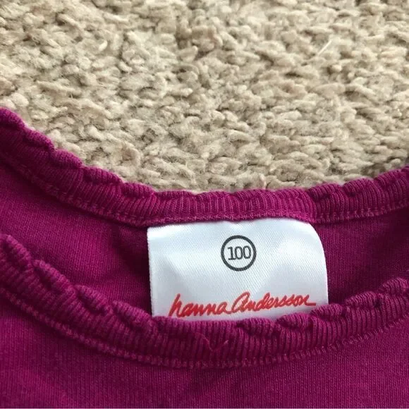Hanna Andersson Pima‎ Cotton Tee Girls 4 Purple Long Sleeve Crewneck - Picture 3 of 5